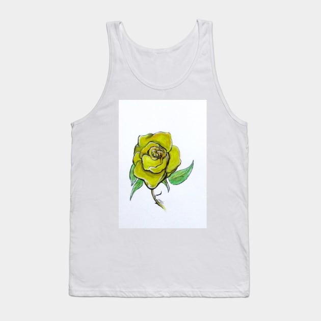 Yellow-Green Rose Tank Top by cjkell